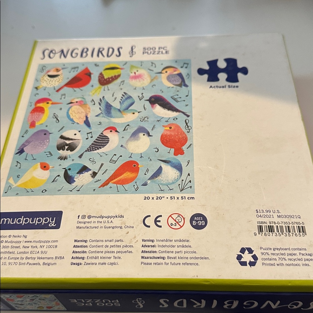 Mudpuppy Songbirds 500-Piece Puzzle β Colorful Blue Songbird Illustration - Picture 5 of 5